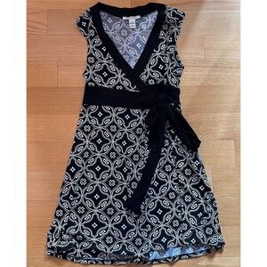 White House Black Market Dress Small Wrap Black White Sleeveless Cocktail Party